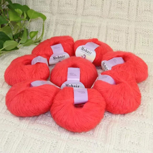 Sale 8BallsX25gr Fluffy Lace Mohair Warm Shawl Rugs Hand Knit Crocheted Yarn 09