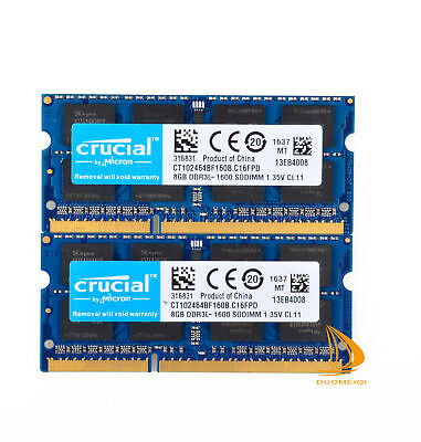 Crucial 16GB 8 GB 2Rx8 PC3L-12800S DDR3-1600MHz SODIMM Laptop Speicher RAM Test