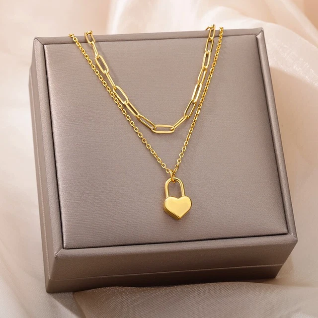 Collier SECRET en Acier Inoxydable avec Cadenas Cœur et Clé | Sisters