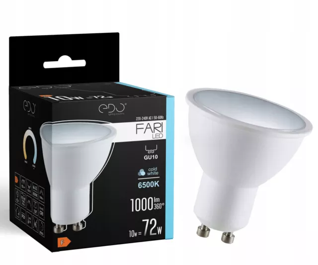 Ampoule spot LED FARI GU10 10W 6500K blanc froid CW 1000lm 120° EDO