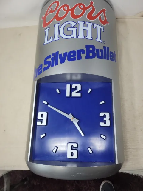 Coors Light Silver Bullet Can Clock 24" H Beer Bar Display