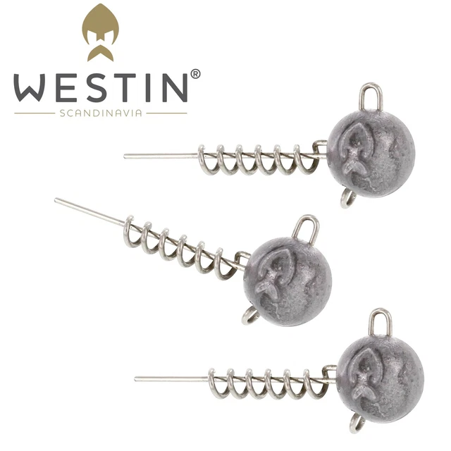 Westin ScrewIn Natural - 3 Jigköpfe mit Schraubkopf, Jighead für Gummiköder