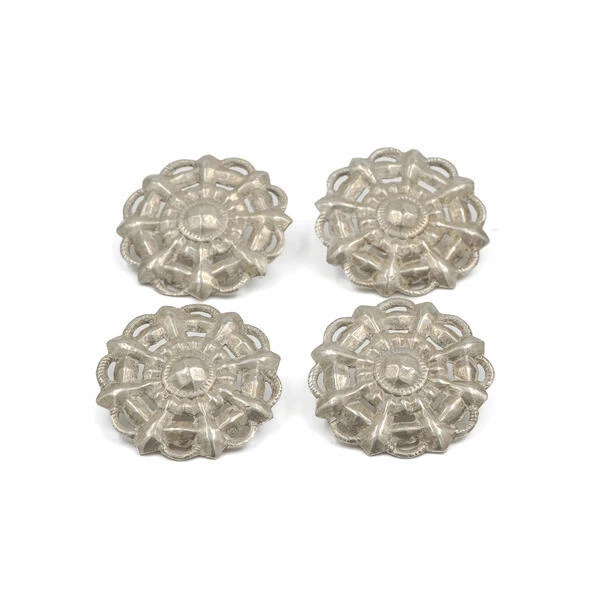 4 bottoni in argento fiocchi di neve bottoni tradizionali antichi silver buttons 27 mm