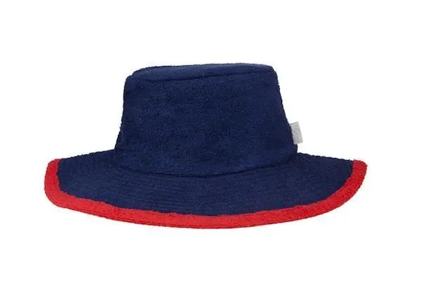 The Plain Terry Towelling Bucket Hat-Navy/Red