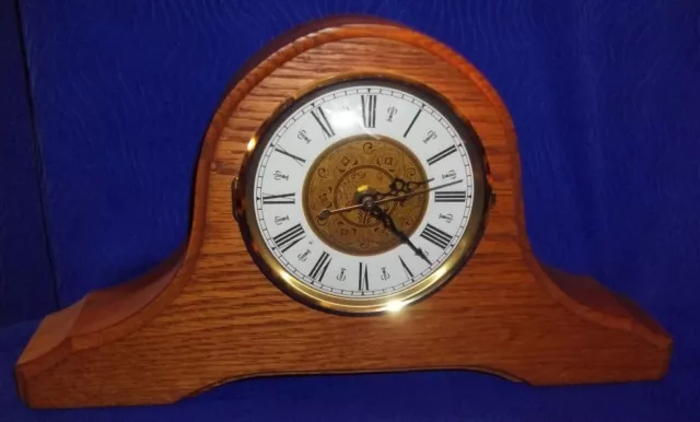 Solid Oak Handcrafted Mantel Clock By Oakwood Crafts, Made in USA - WORKS