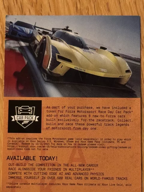 Forza Motorsport Race Day Car Pack Code