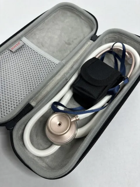 MDF Instruments Stethoscope - White/Rose Gold W/ Heart Monitor & Case