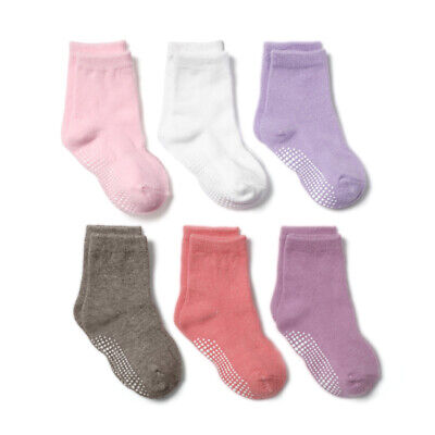 6 Pairs Athletic Socks Baby Toddler Newborn Kids Boys Girls Non Slip Anti Skid