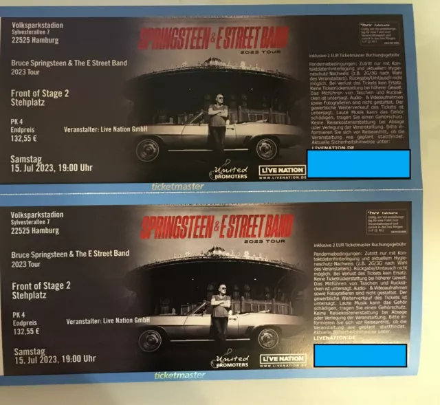 Bruce Springsteen 15.07.2023 in Hamburg, 2 TICKETS FOS 2