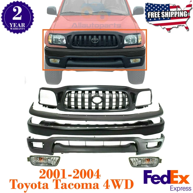 FRONT BUMPER PRIMED Steel Kit + Grille + Fogs For 20012004 Toyota