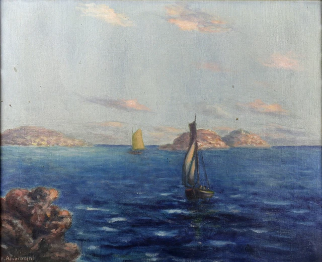 Vincent AMBROSINI (1905-1982) Voilier marine bateau navigation orientalisme mer