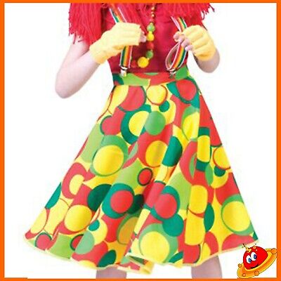 Costume Carnevale Ragazza Bambina Gonna Rock Clown Vintage con Pois Tg 7-9 anni