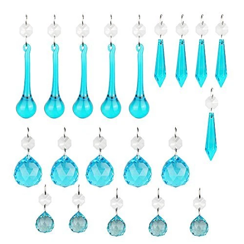 20PCS Blue Glass Crystal Teardrop Chandelier Prisms Parts Hanging Glass Crystal