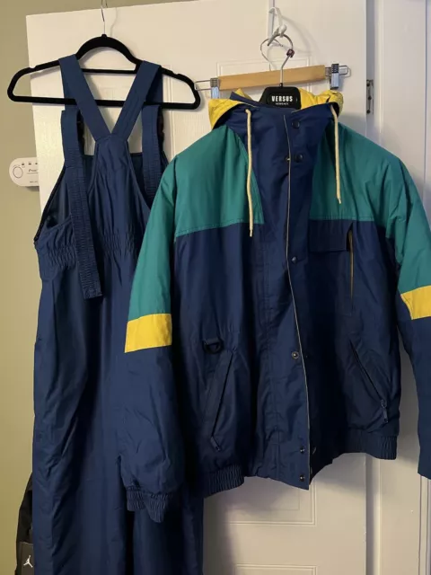 Vintage St Michaels 80Er 90Er 2-Teiliger Skianzug Lätzchenoveralls, Mittel