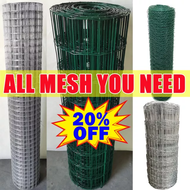 NEW PVC Coated Wire Mesh Fencing Green Galvanised Garden Fence Welded Wire Mesh