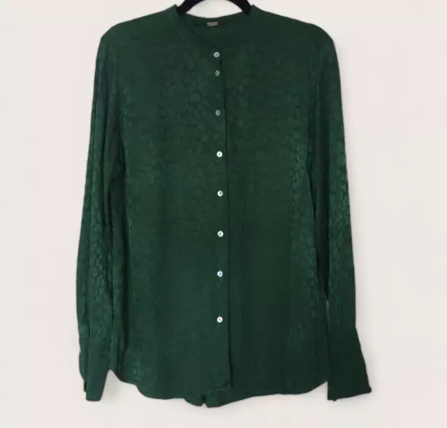 Gustav Camisa L Mujer Blusa Verde Oscuro Manga Larga Abotonada Animal Print