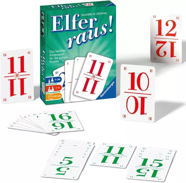 Ravensburger - Elfer raus Kartenspiel, Gesellschaftsspiel für 2-6 Spieler, ÖZEN