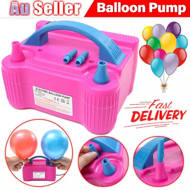 Electric Air Balloon Pump Ballon Inflator Dual  Nozzles Portable Balloon Pump AU