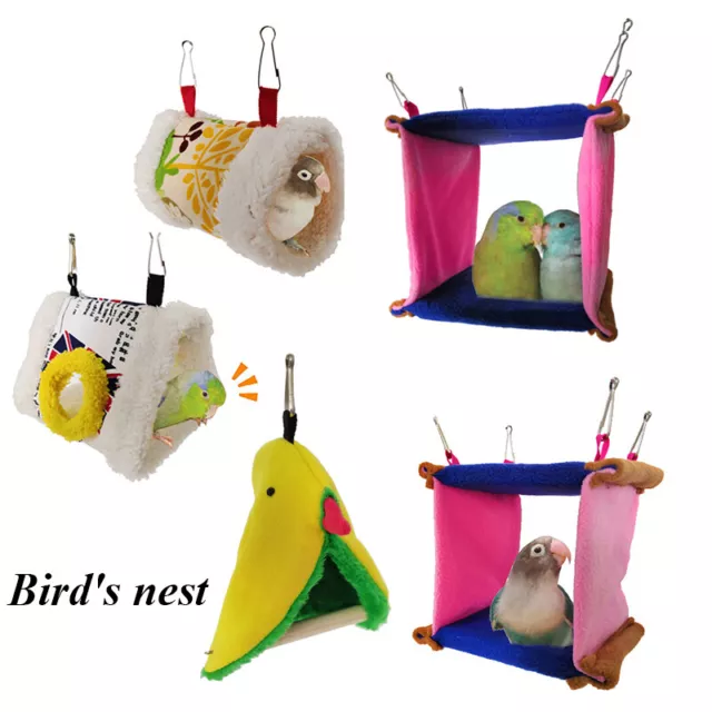 Parrot Bird Hammock Hanging Cave Cage Plush Snuggle Happy Hut Tent Bed Bunk Toys