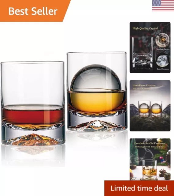 Crystal Double Old Fashioned Whiskey Glasses - Set of 2 - 12oz - Elegant Design