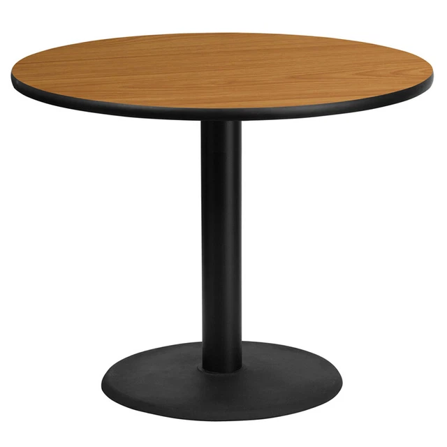 36 Round Natural Laminate Table Top With 24 Round Table Height Base