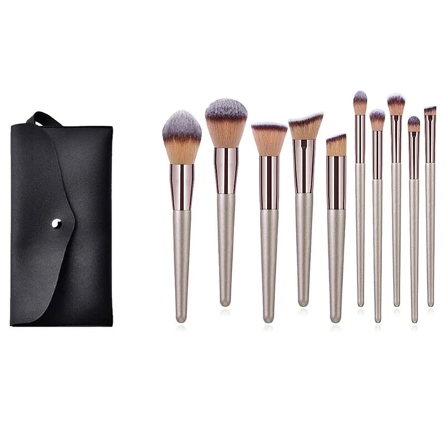 10Pcs Makeup Brushes Set Eye Shadow Highlighter Foundation Brush Powder Brushes