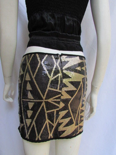 Jupe à paillettes avec taille élastique confort sur noir