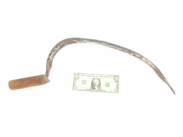 1800's ANTIQUE wrought iron sickle scythe PRIMITIVE farm tool best garden decor*
