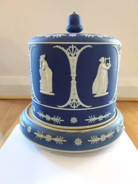 19th Century antique Jasperware blue & white dome with plate