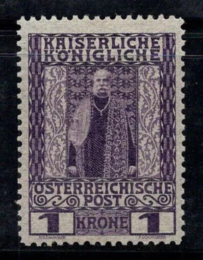 Austria 1908 millas 153 * MH 100% 1 kr, Franz Joseph