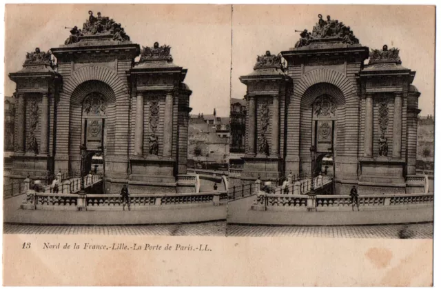 Stereoscopic CPA 59 - LILLE (North) - 13. La Porte de Paris - LL
