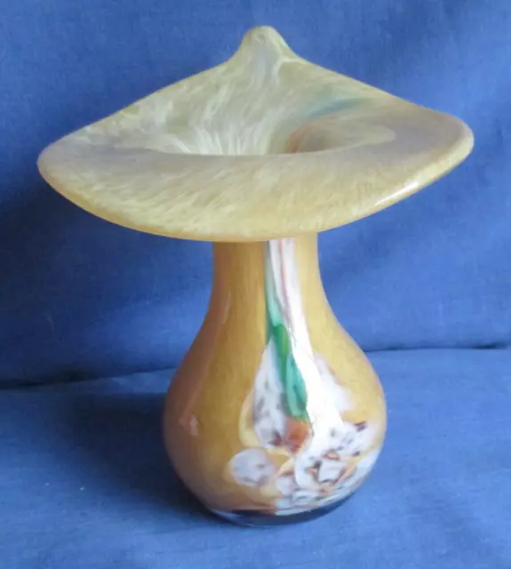 Glas Vase 15,5 cm mehrfarbig mundgeblasen ausgekugelter Abriss