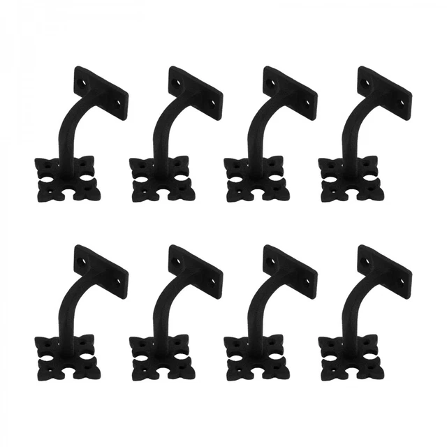 Black Cast Iron Stair Handrail Bracket Powder Coat Fleur De Lis Style Pack of 8