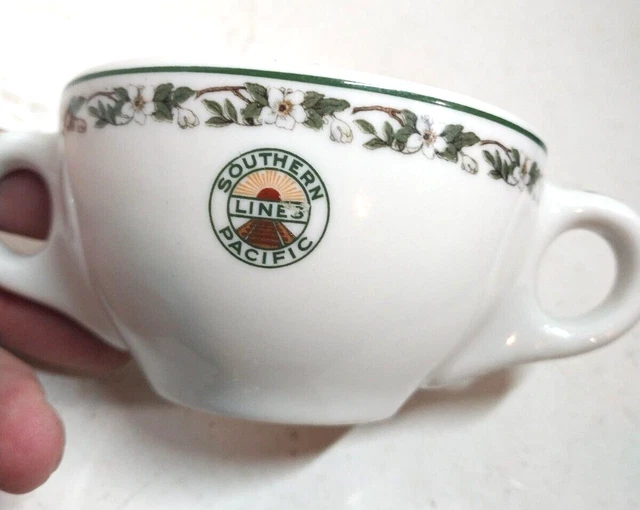 Southern Pacific Lines Railroad Double Handle Coffee Mug O. P. Co Syracuse China