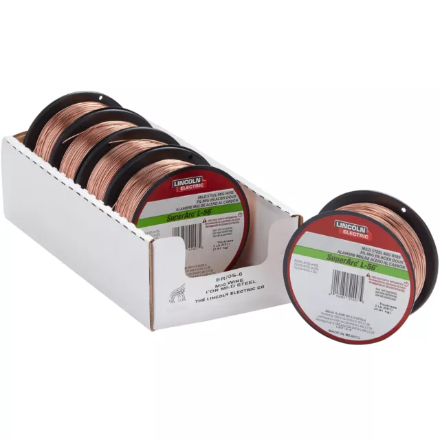 Lincoln ER70S-6 SuperArc L-56 MIG Welding Wire .030 on 2 lb. Spools - Box of 5