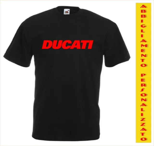 T-Shirt Ducati uomo Maglia moto nera Cotone 100% maglietta personalizzata unisex
