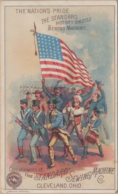 Victorian Trade Card-Standard Sewing Machine-Cleveland, OH-42 Star Flag-Uniforms