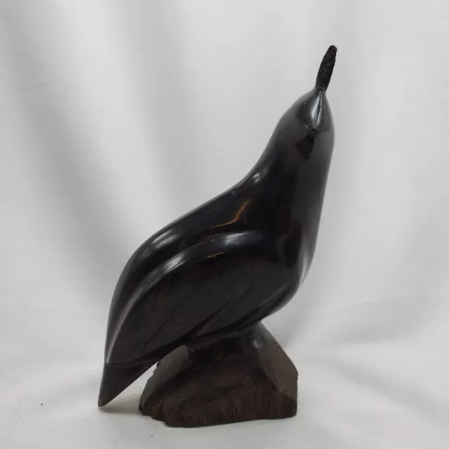 Vintage Carved Wooden Quail Bird Figurine Iron Wood broken plume ....