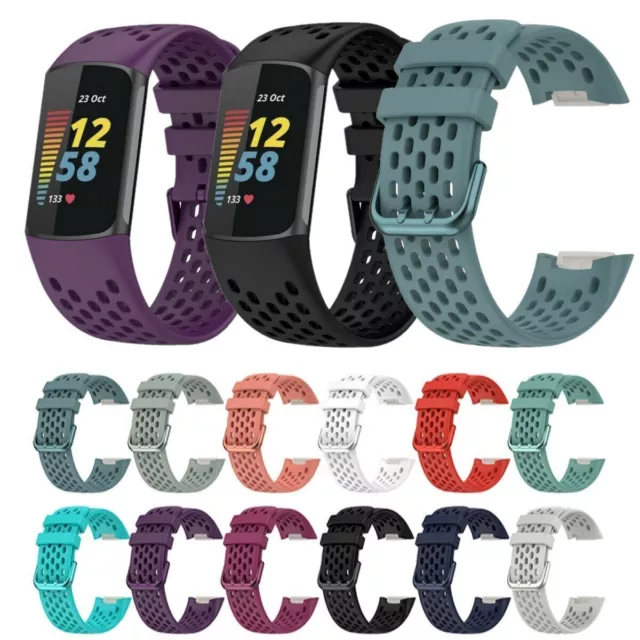 For Fitbit Charge 5/ Charge 6  Silicone Sports Replacement Breathable Band Strap