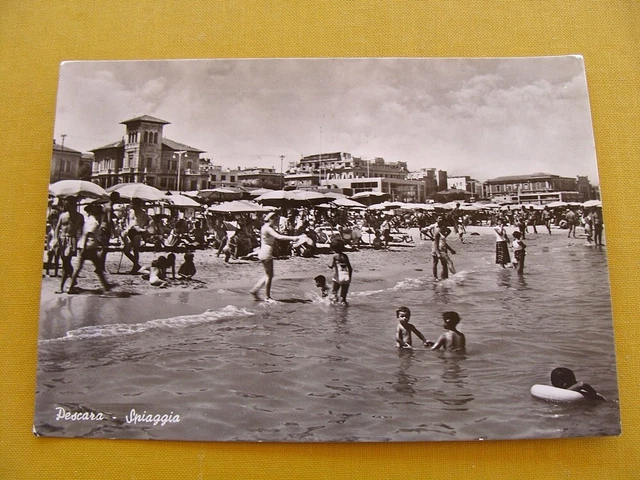 (FG.RR127) PESCARA - LA SPIAGGIA animata (vg 1960, fotocelere)
