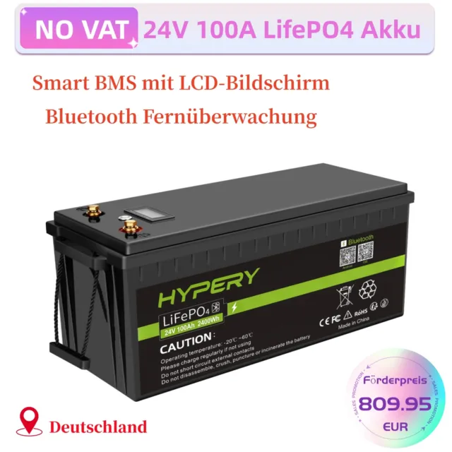 Batteria solare al litio senza partita IVA 24V 100Ah LiFePO4 Bluetooth camper camper off-grid