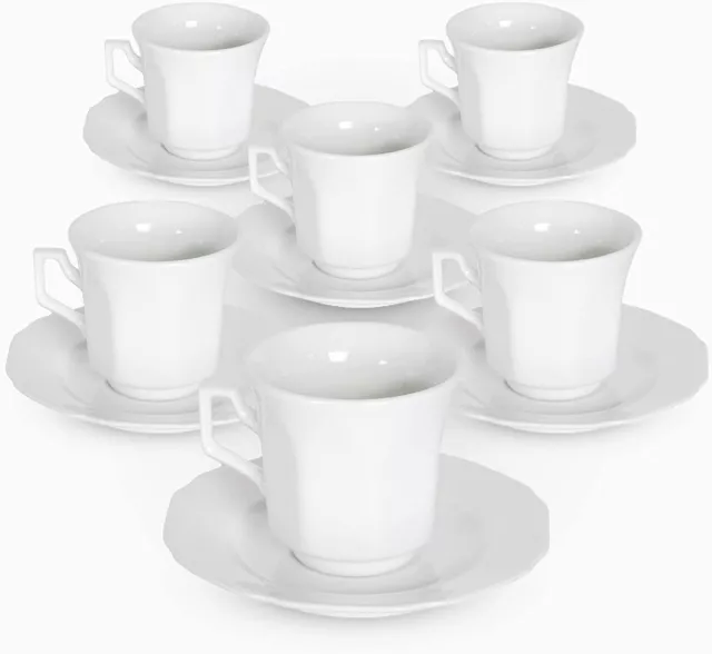 Tazzine Servizio da 6 Pezzi Caffe' Colorate bianco in Porcellana lavastoviglie