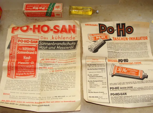 „ PO-HO“ Fluid für Taschen – Inhalator ca. 1900-1930 Werbung