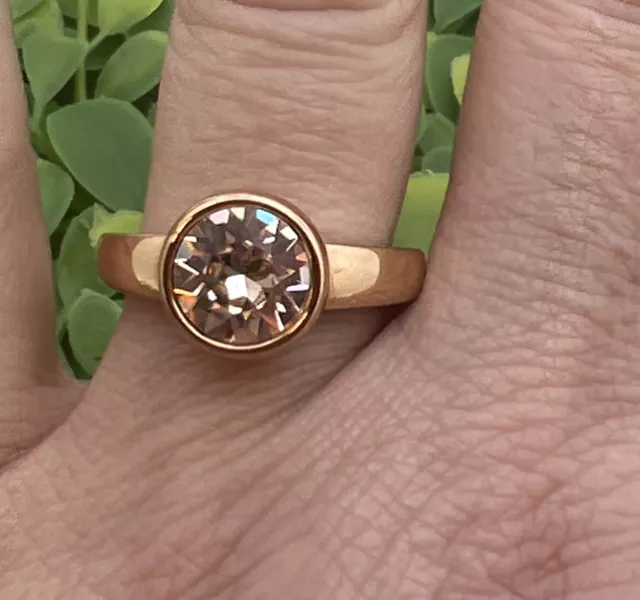 New Touchstone by Swarovski Rose Gold Crystal Retired Ring Size 9