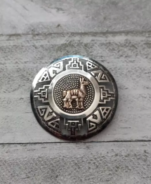 Vintage Peru Aztec Mayan Llama Sterling Silver Pendant Brooch Stamped 925
