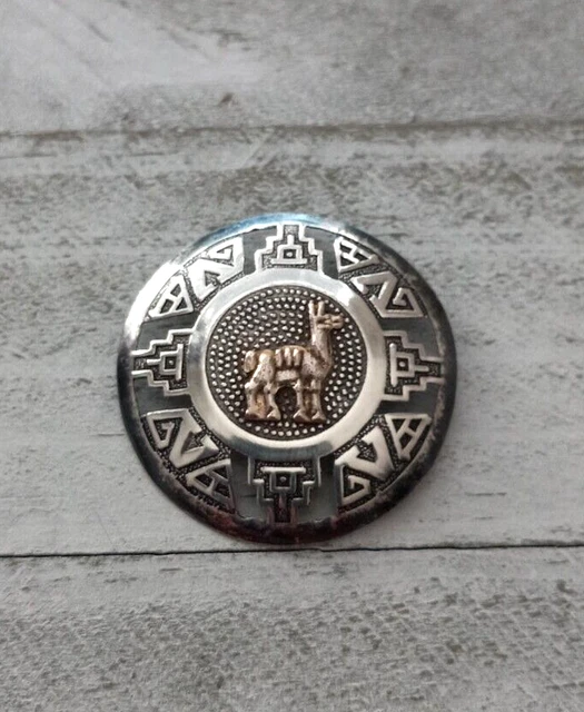 Vintage Peru Aztec Mayan Llama Sterling Silver Pendant Brooch Stamped 925