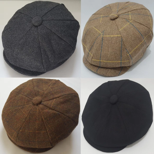 PEAKY BLINDERS WINTER Hat Newsboy Flat Cap Herringbone Tweed Wool Baker