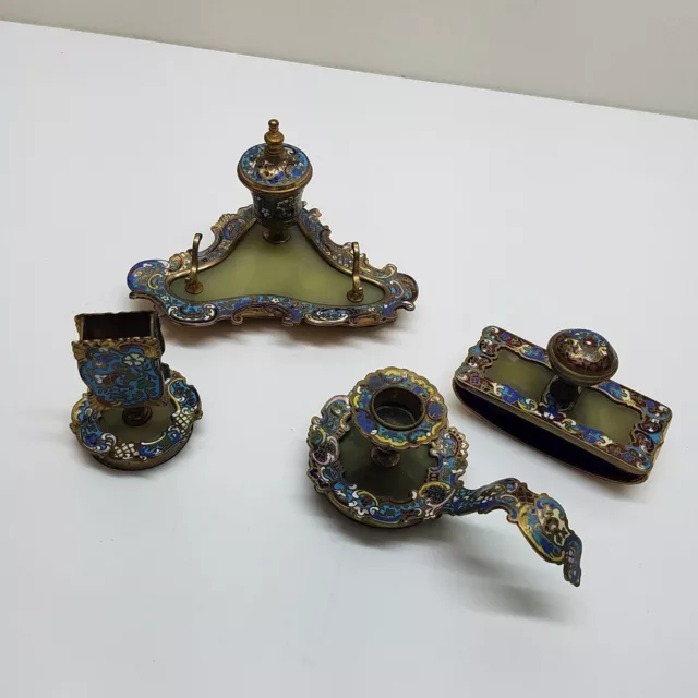 Antique Cloisonné Ink Desk Set