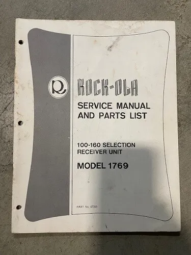 Rock-Ola Jukebox 1769 Receiver Unit Service Manual & Parts List