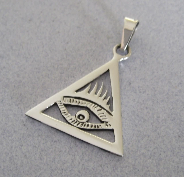 Mexican 925 Silver Protect Pyramid Cut Out TRIANGLE EVIL EYE Pendant Taxco